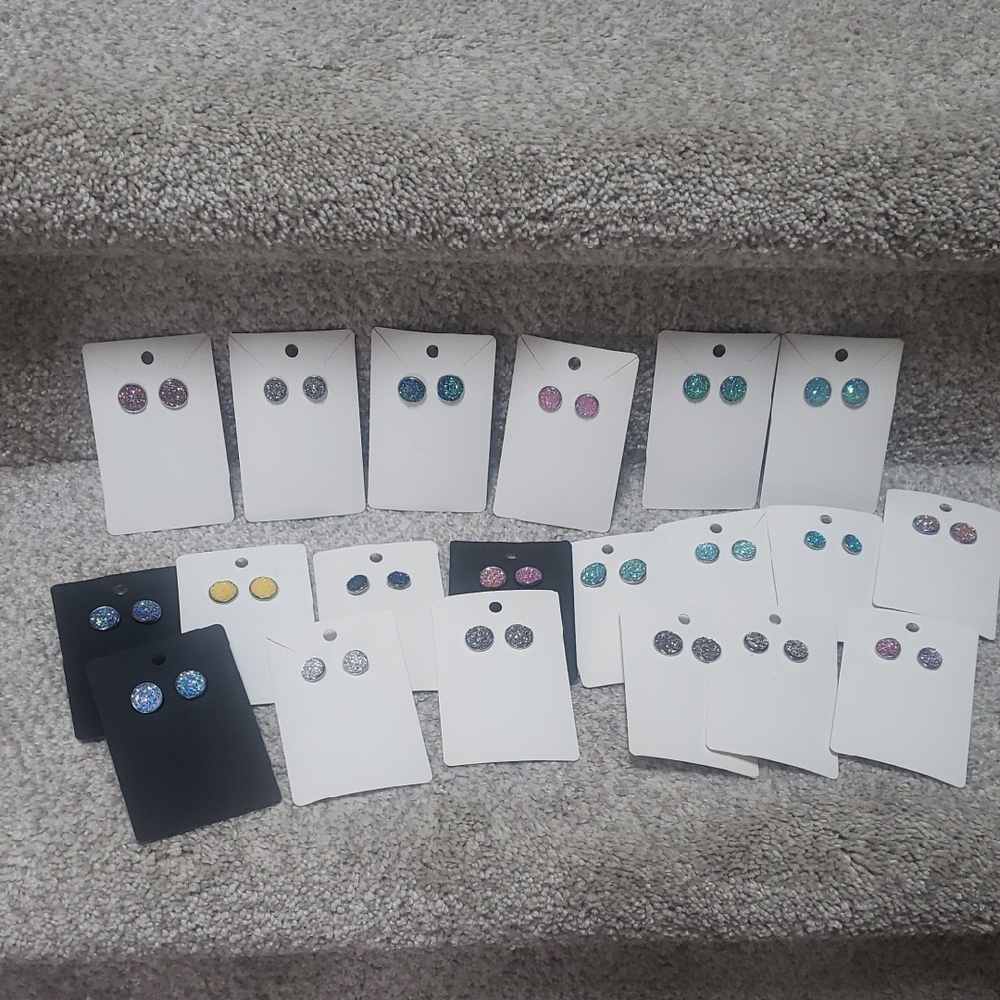 Multi Colored SPARKLE studs, Some Mommy And Me Sets , 2 Sizes , 20 Pairs